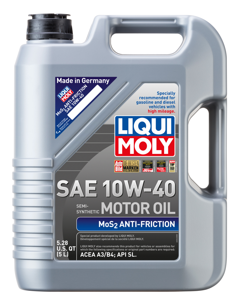 LIQUI MOLY 5L MoS2 Anti-Friction Motor Oil 10W-40 (2043) - Pack of 4