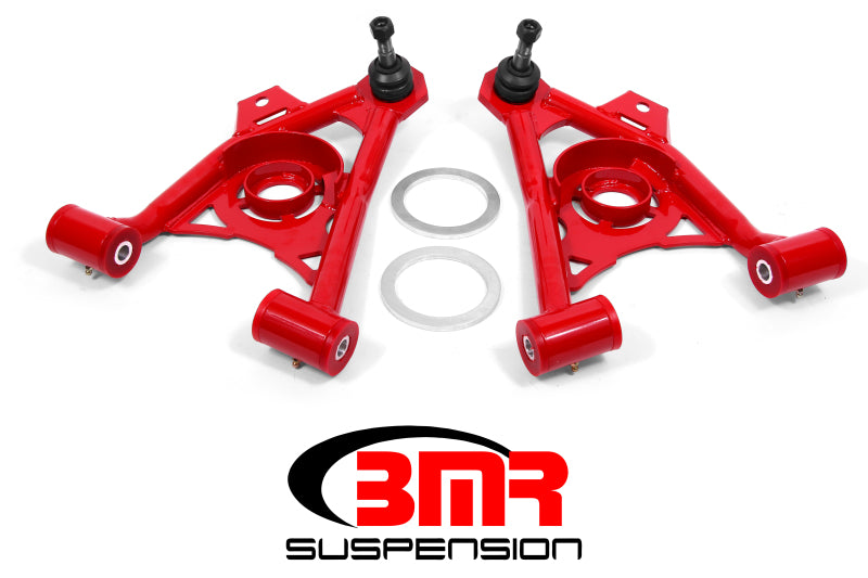 BMR 1994-2004 Mustang Lower Non-Adj. A-Arms (Poly) with Tall Ball Joint / Spring Pocket - Red