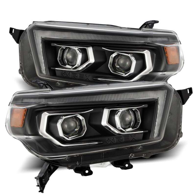 AlphaRex 880757 10-13 Toyota 4Runner LUXX LED Projector Headlights Plank Style Black with Sequential Signal/DRL