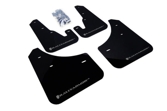 Rally Armor UR Mud Flaps - 2004-2009 Mazda 3 - Black/Silver Logo - #MF9-UR-BLK/SIL