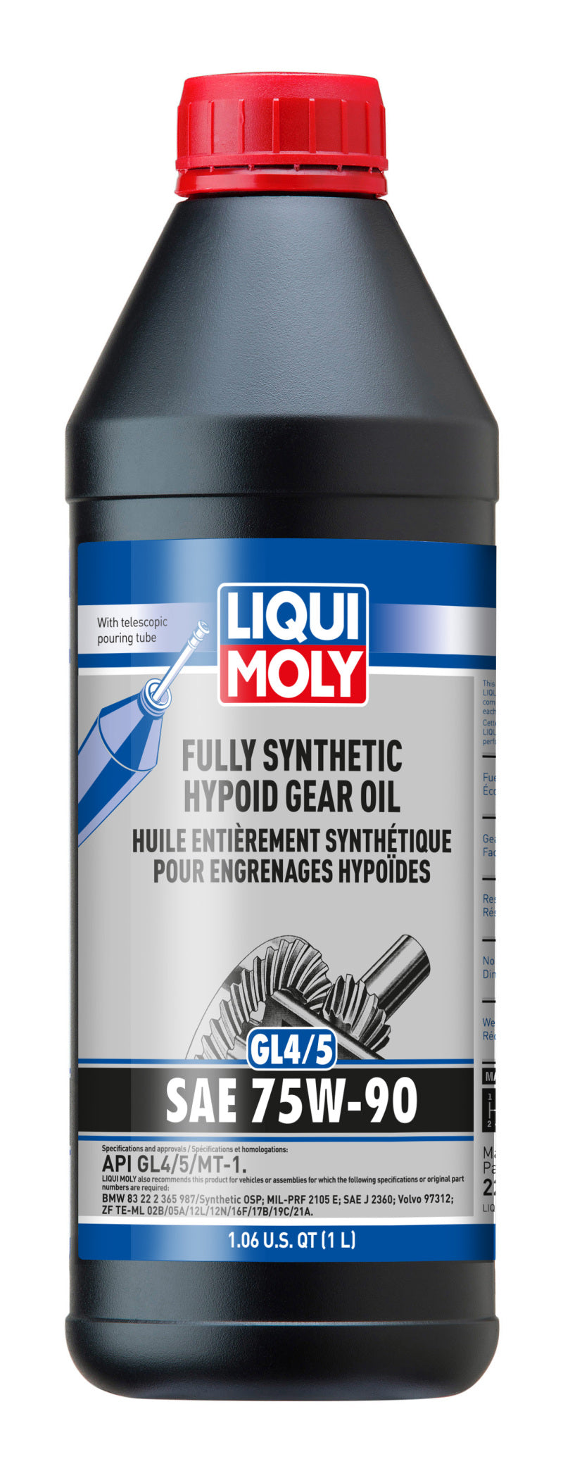 LIQUI MOLY 1L Fully Synthetic Hypoid Gear Oil (GL4/5) 75W-90 (22090) - Pack of 6