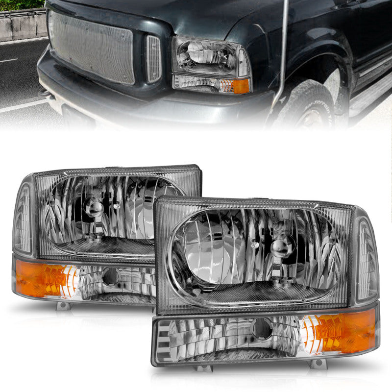 ANZO 1999-2004 Ford F-250 Super Duty Crystal Headlights