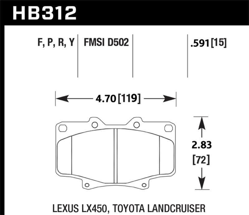 Hawk Performance HB312Y.591 LTS Light Truck and SUV Street Brake Pads