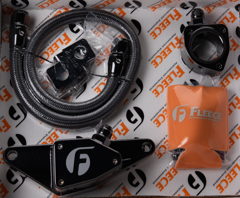 Fleece Performance FPE-CLNTBYPS-CUMMINS-MAN-SS 03-07 Manual Transmission for Cummins Coolant Bypass Kit w/ Stainless Steel Braided Line