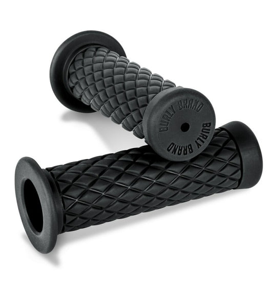 Burly Brand B16-1005 Rubber Diamondback Grips 1 in Black