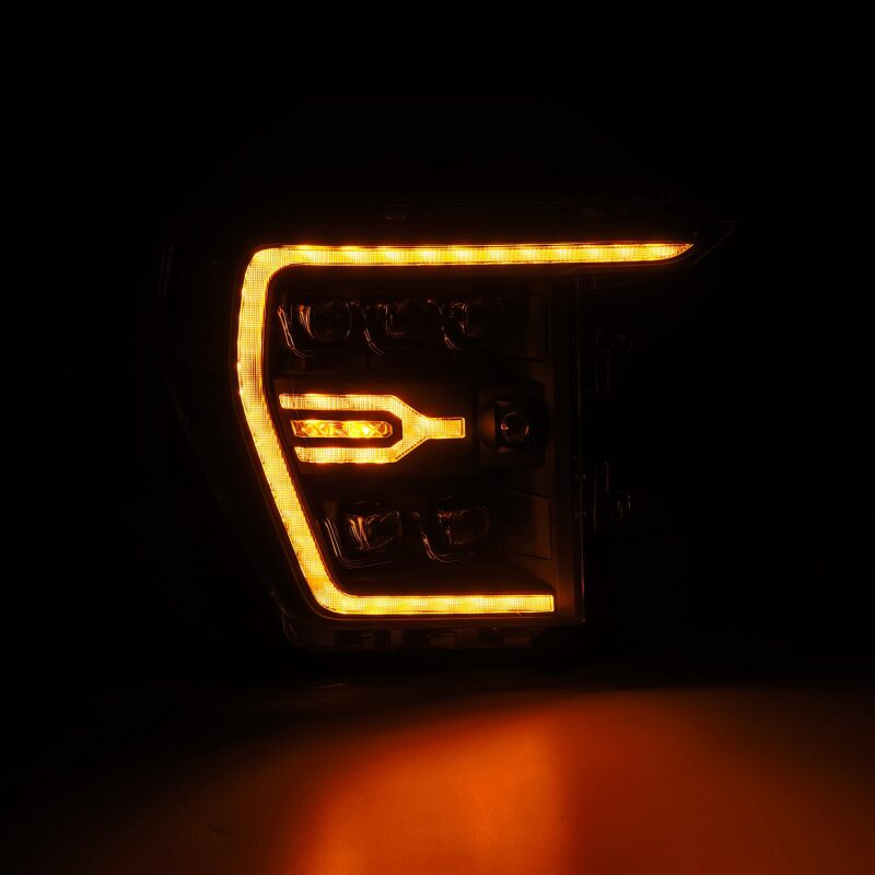 AlphaRex 880137 21-22 Ford F-150 NOVA LED Projector Headlights Plank Style Black with Activation Light/Sequential Signal