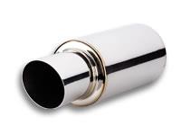 Vibrant TPV Turbo Round Muffler (17in Long) with 4in Round Tip Angle Cut - 3in