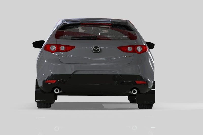 Rally Armor UR Mud Flaps - 2019-2025 Mazda 3 - Black/Red Logo - #MF61-UR-BLK/RD