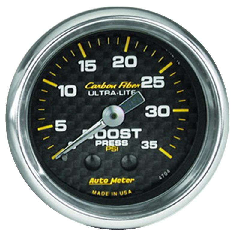 AutoMeter 4704 Carbon Fiber 52mm 35 PSI Mechanical Boost Gauge