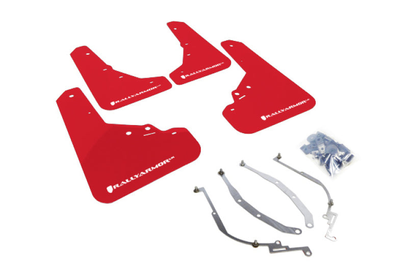 Rally Armor UR Mud Flaps - 2012-2019 Fiat 500 - Red/White Logo - #MF25-UR-RD/WH