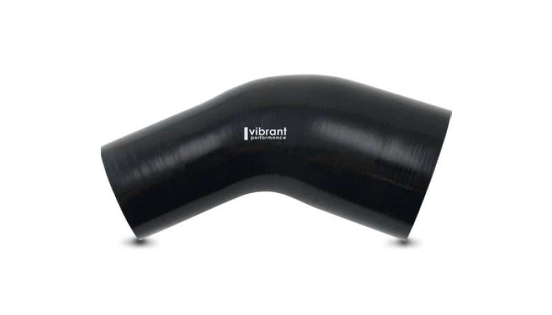 Vibrant 1.75in ID x 2in ID Gloss Black Silicone 45 Degree Transition Elbow