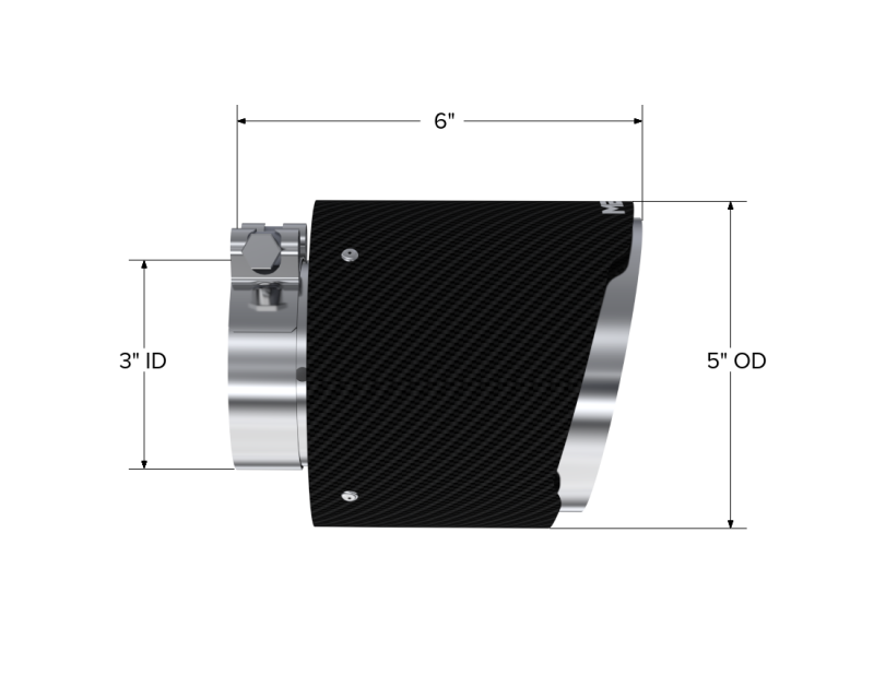 MBRP T5184CF 304 SS Round Angle Cut Clamp-On Double-Wall Carbon Fiber Exhaust Tip
