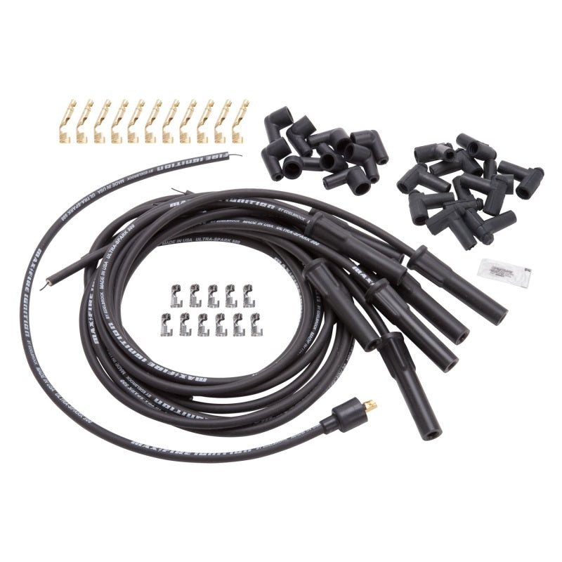 Edelbrock 22700 Spark Plug Wire Set Universal Flex Boots 500 Ohm Resistance 8.65mm Black Wire