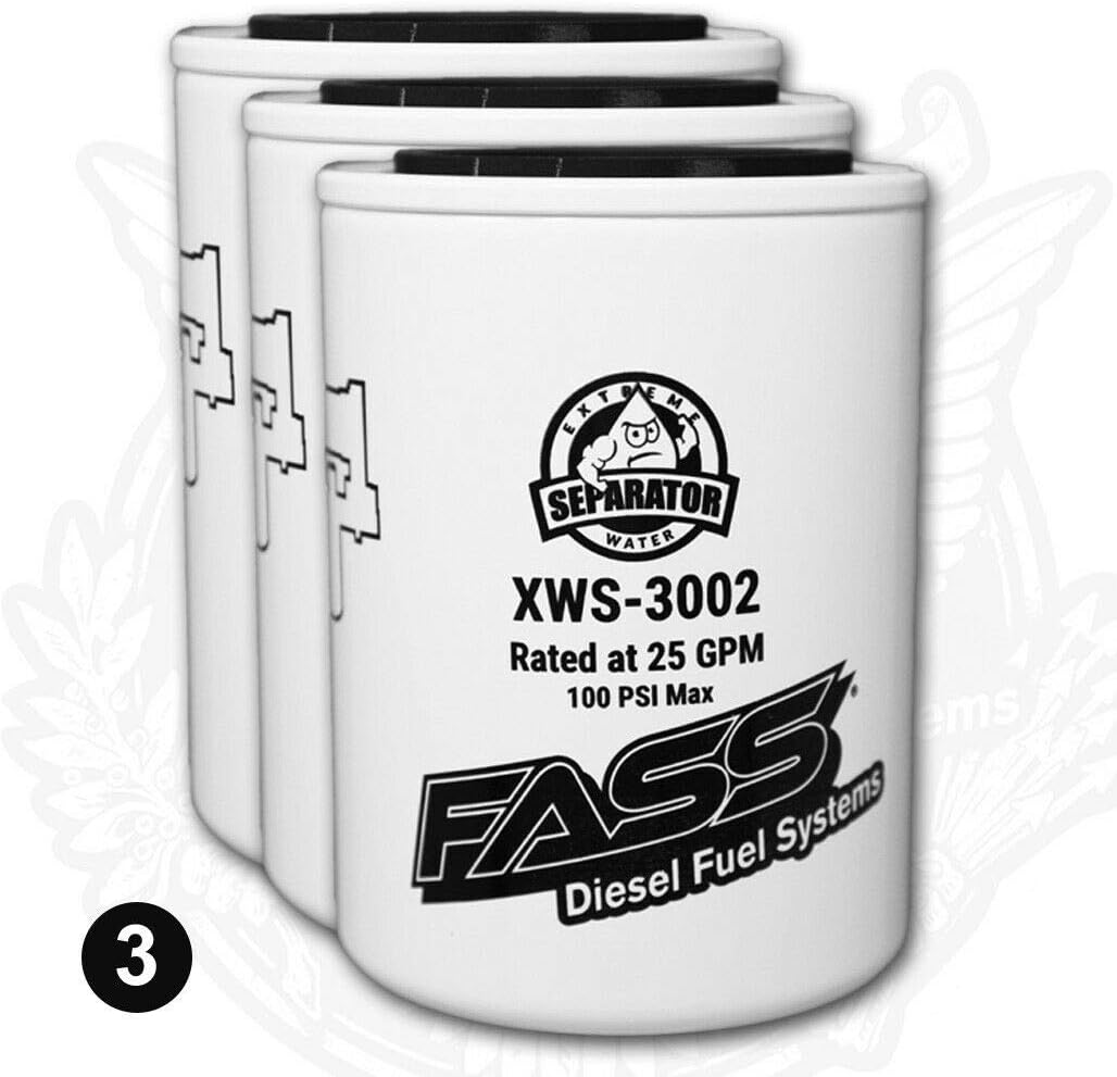 FASS Titanium Series Fuel Filter Package - 3 Pack (PF3001 x3 + XWS3002 x3)