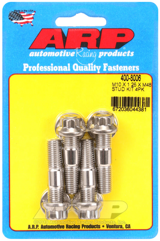 ARP 400-8006 M10 x 1.25 x 48mm Broached 4 Piece Stud Kit