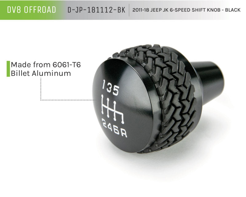 DV8 Offroad 2011-2018 Jeep JK 6-Speed Shift Knob Black - #D-JP-181112-BK