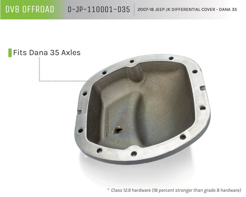DV8 Offroad HD Dana 35 Diff Cover Cast Iron Gray Powdercoat - #D-JP-110001-D35