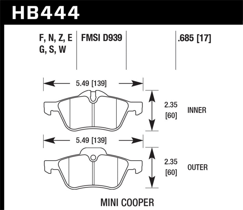 Hawk Performance HB444Z.685 Performance Ceramic Street Brake Pads