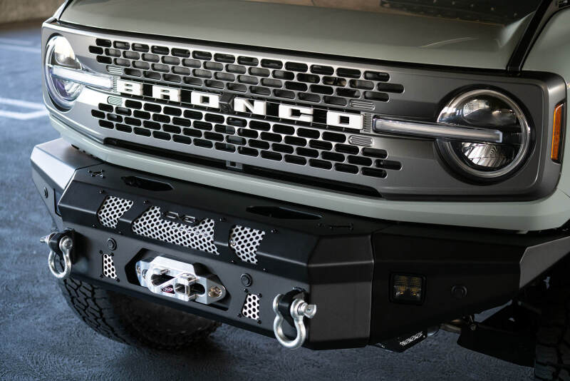 DV8 Offroad 2021+ Ford Bronco Front Bumper Winch Capable w/ Optional Bull Bar/Aux Light Opening - #FBBR-01