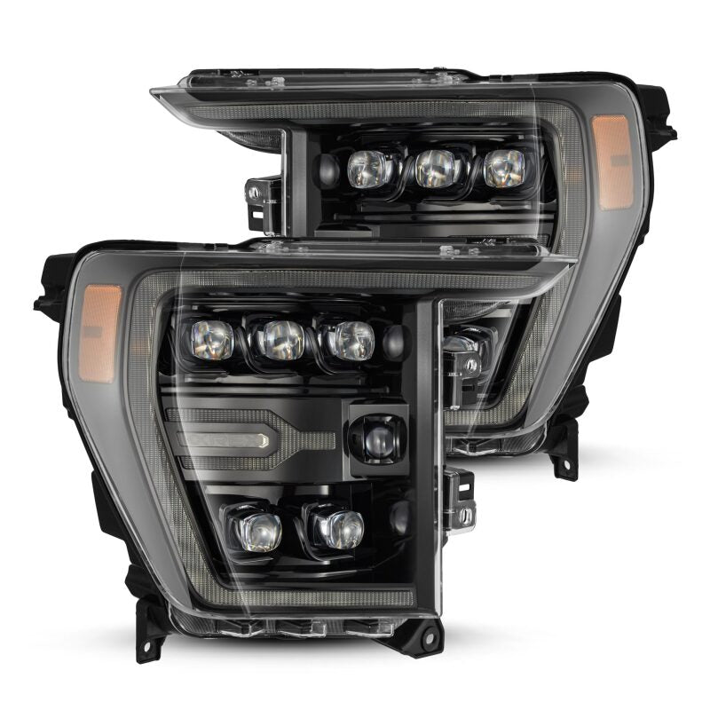 AlphaRex 880138 21-22 Ford F-150 NOVA LED Projector Headlights Plank Style Alpha Black w/Activation Light/Sequential Signal