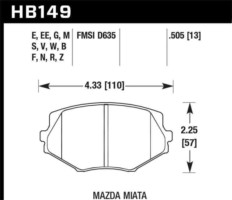 Hawk Performance HB149Z.505 Performance Ceramic Street Brake Pads
