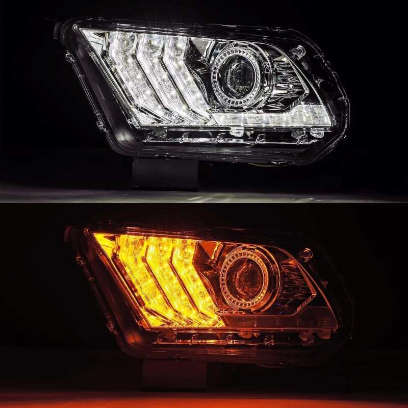 AlphaRex 880117 10-12 Ford Mustang LUXX LED Projector Headlights Plank Style Chrome with Activation Light/Sequential Signal