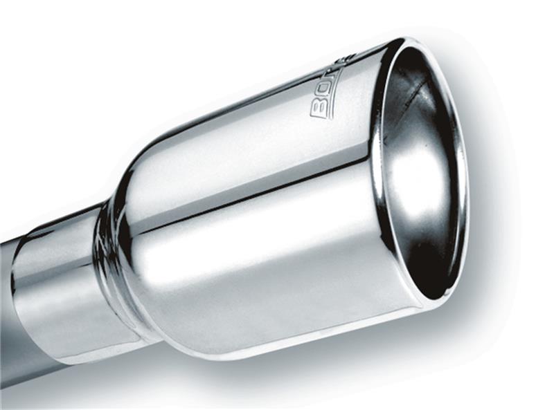 Borla 20155 Universal Polished Tip Single Oval Rolled Angle-Cut w/Clamp (inlet 2 1/2in. Outlet 4 1/4 x 3 1 - #20155