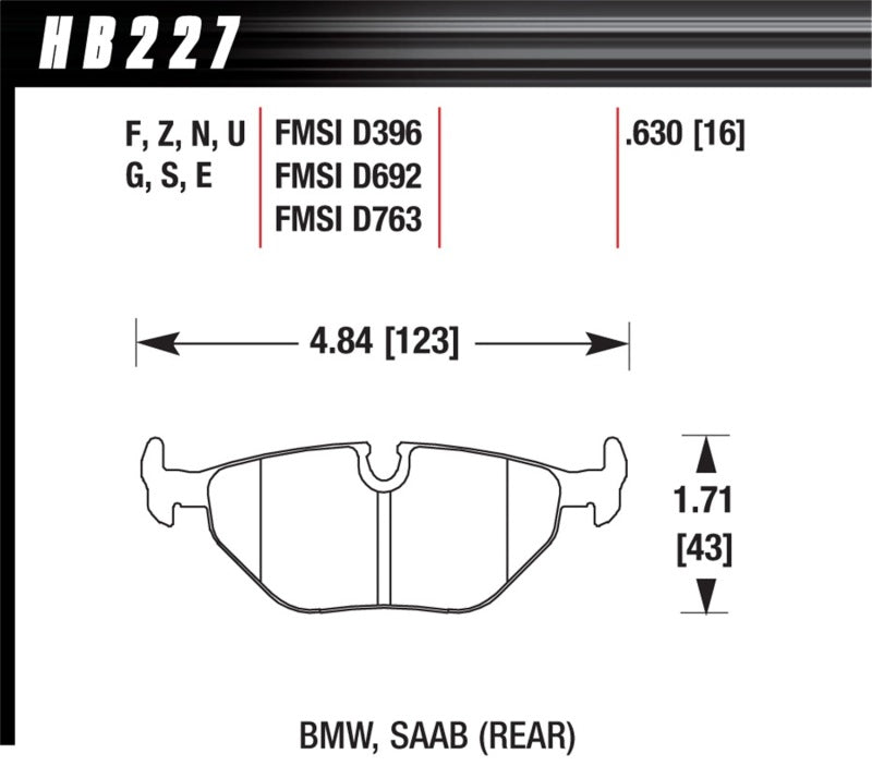 Hawk Performance HB227E.630 Blue 9012 Motorsport Brake Pads