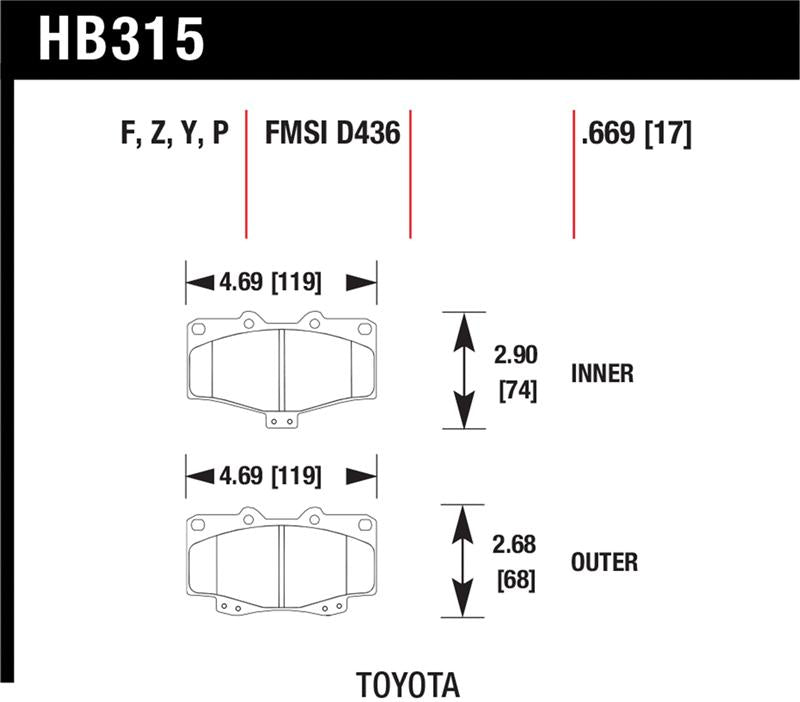 Hawk Performance HB315Y.669 LTS Light Truck and SUV Street Brake Pads