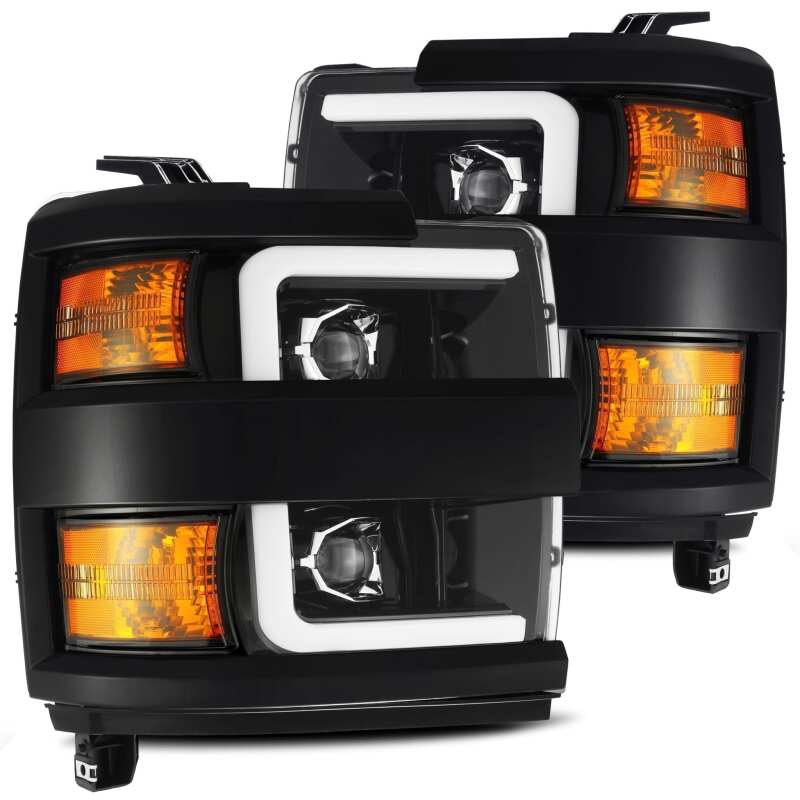 AlphaRex 880226 15-19 Chevrolet 2500 HD PRO-Series Projector Headlights Plank Jet Black w/Activation Light/Sequential Signal/DRL