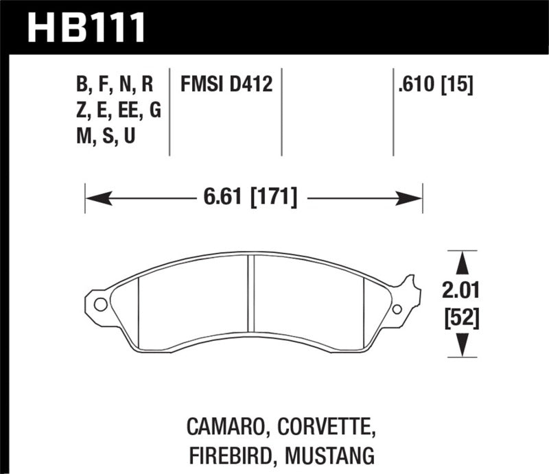 Hawk Performance HB111D.610 ER-1 Motorsport Brake Pads