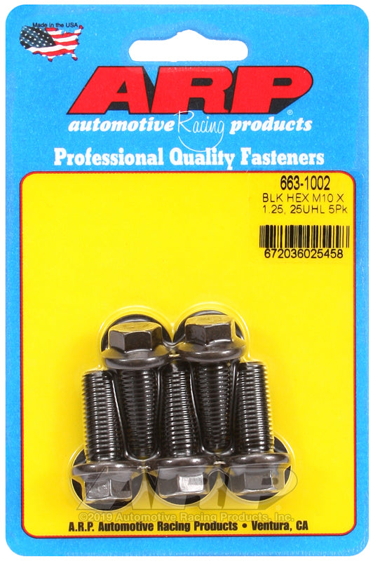 ARP 663-1002 M10 x 1.25 x 25mm Hex Black Oxide Bolts