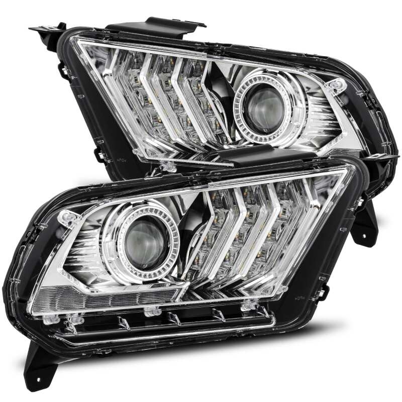 AlphaRex 880117 10-12 Ford Mustang LUXX LED Projector Headlights Plank Style Chrome with Activation Light/Sequential Signal