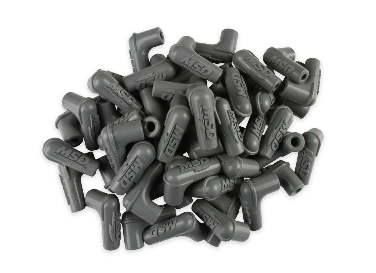 MSD 34514 Boots, 90 Degree Logo Spark Plug, Gray Silicone 50EA