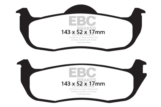 EBC 05-06 Infiniti QX56 5.6 (Bosch) Extra Duty Rear Brake Pads ED91707