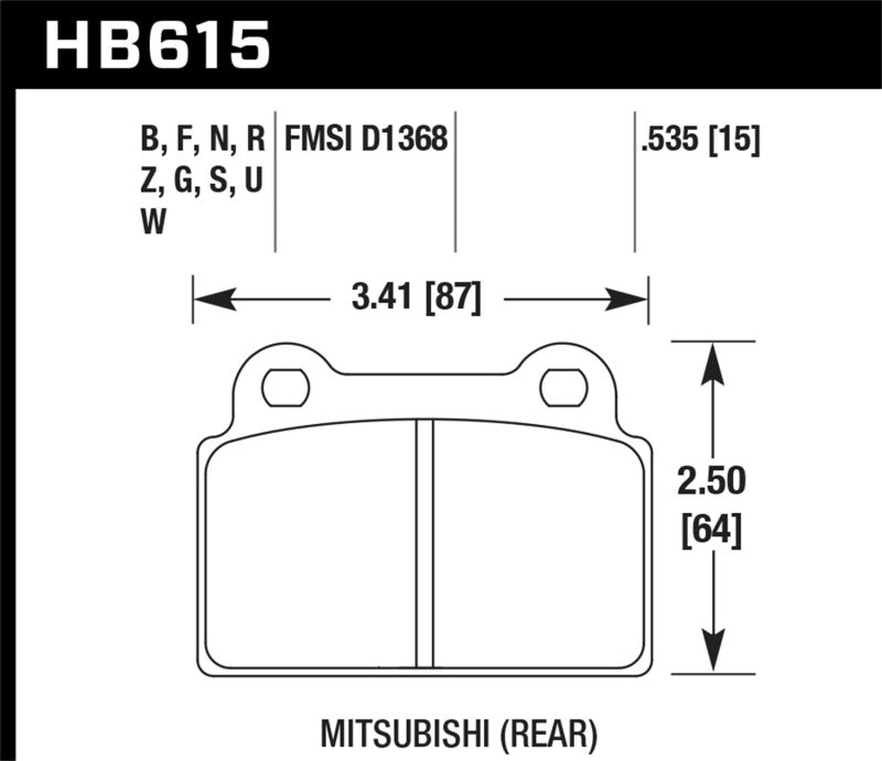 Hawk Performance HB615G.535 DTC-60 Motorsport Brake Pads