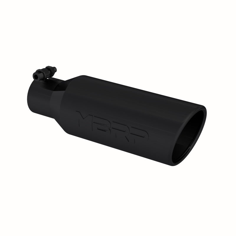 MBRP T5150BLK Exhaust Tip - 4" OD; Angled Rolled End; 2.5" inlet; 12" length | Black Coated