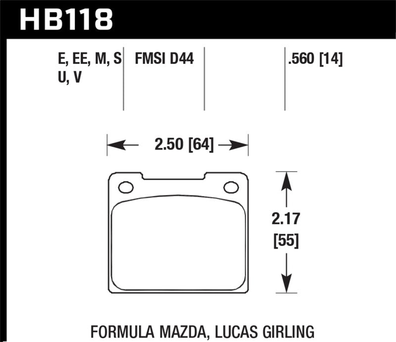Hawk Performance HB118U.560 DTC-70 Motorsport Brake Pads