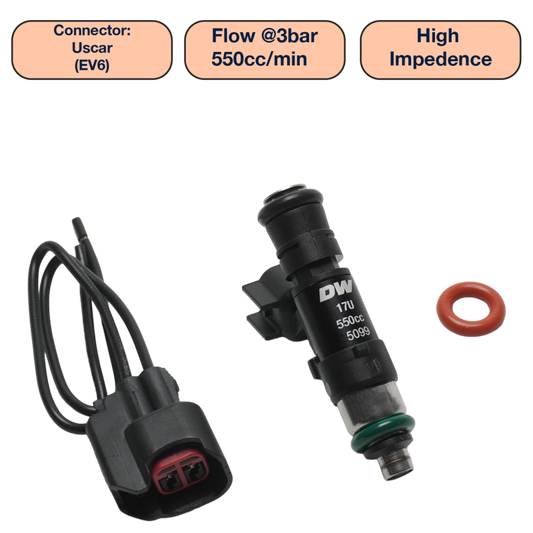 DeatschWerks Universal 550cc Single Fuel Injector / 48mm Length / 14mm O-Ring Seals