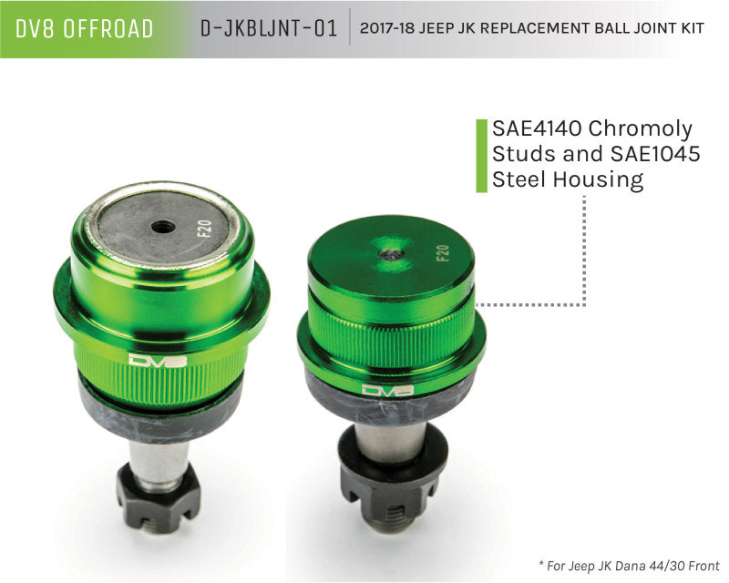 DV8 Offroad 07-18 Jeep Wrangler JK Replacement Ball Joint Kit - Dana 30/44 - #D-JKBLJNT-01