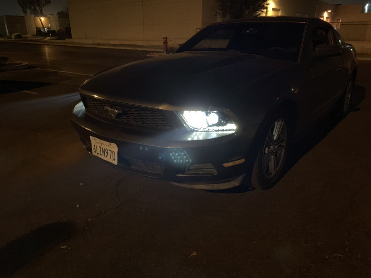 AlphaRex 880117 10-12 Ford Mustang LUXX LED Projector Headlights Plank Style Chrome with Activation Light/Sequential Signal