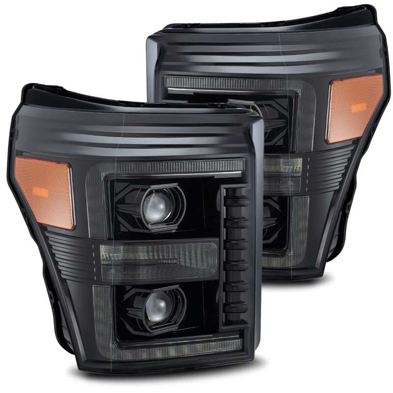 AlphaRex 880140 11-16 Ford F-250 SD PRO-Series Projector Headlights Plank Style Alpha Black w/Sequential Signal
