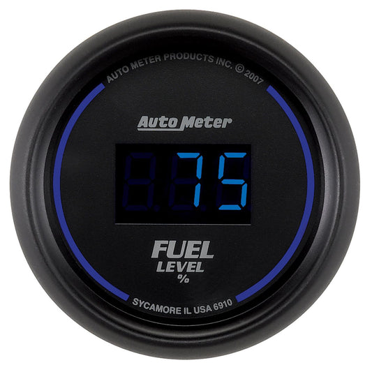 AutoMeter 6910 Cobalt Digital 52mm Black Programmable Fuel Level Gauge