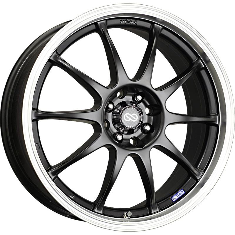 Enkei J10 15x6.5 4x100/114.3 38mm Offset 72.62mm Bore Dia Matte Black w/ Machined Lip Wheel