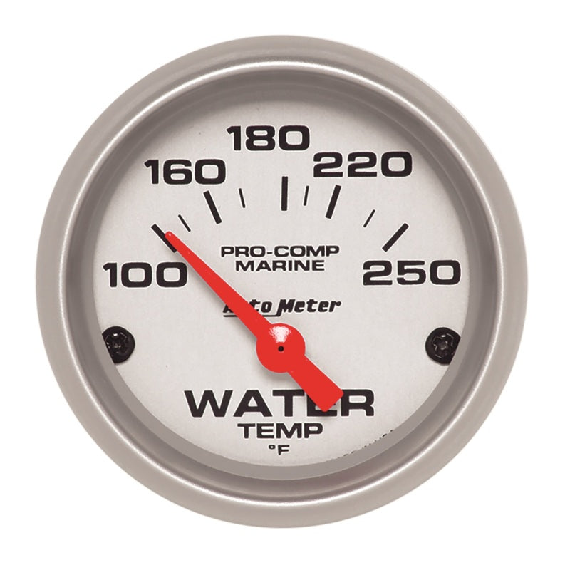 AutoMeter 200762-33 Marine Silver 2-1/16in 100-250 Degrees F Electric Water Temperature Gauge