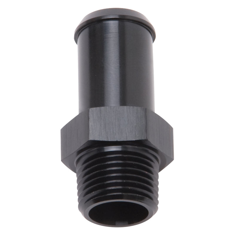 Edelbrock 8187 Hose End Straight 3/8 in NPT to 5/8 in Barb Black Anodized