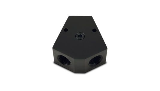 Vibrant Billet Aluminum Y-Block Fitting with 1/8in NPT Port - 1/2in NPT x 3/8in