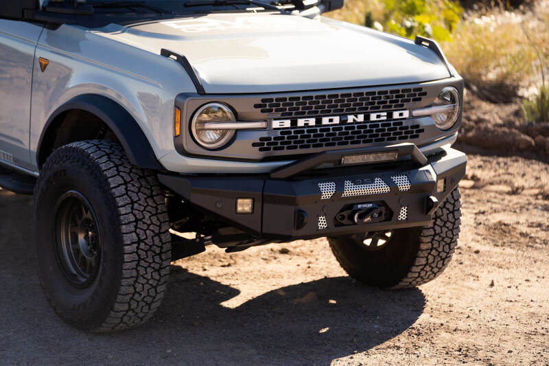 DV8 Offroad 2021+ Ford Bronco Front Bumper Winch Capable w/ Optional Bull Bar/Aux Light Opening - #FBBR-01