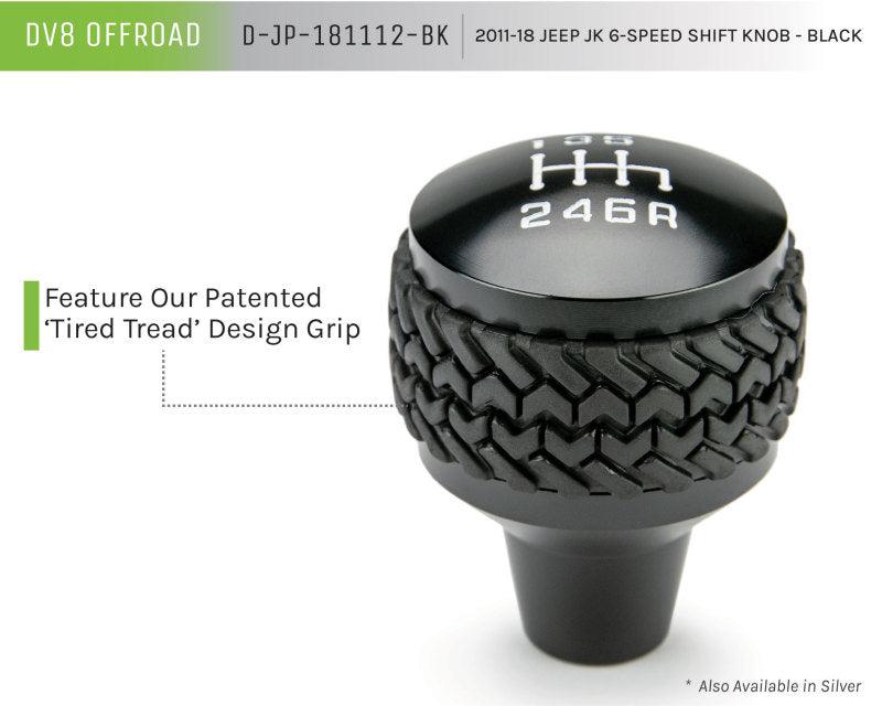 DV8 Offroad 2011-2018 Jeep JK 6-Speed Shift Knob Black - #D-JP-181112-BK