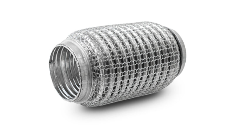 Vibrant SS Flex Coupling w/Interlock Liner and Mesh Braid 2.25in Inlet/Outlet